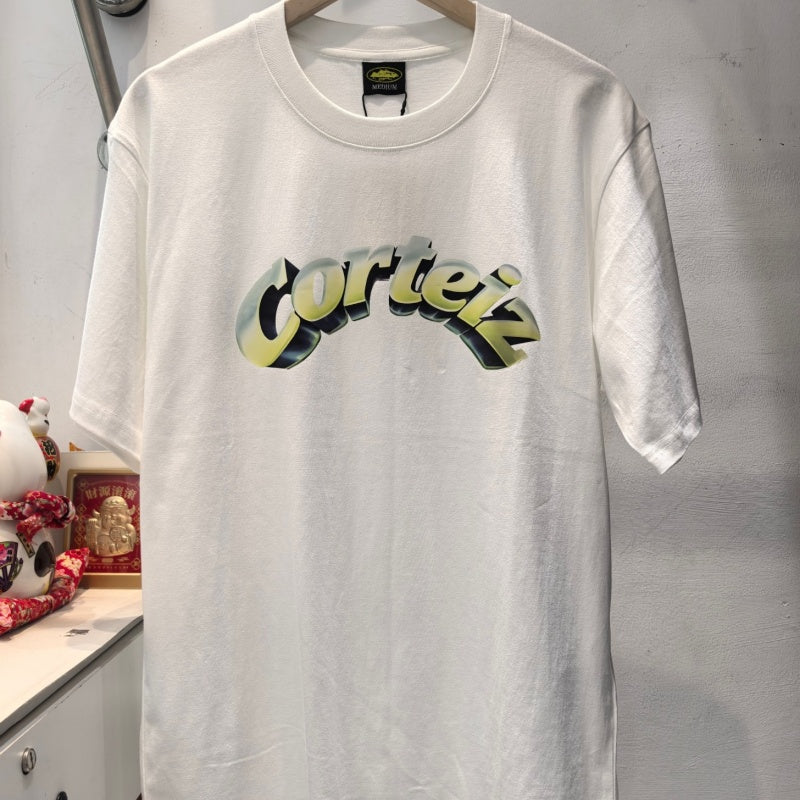 CORTEIZ T-shirt Y2K Metallic Gradient Arc Printed Oversized Streetwear Tee