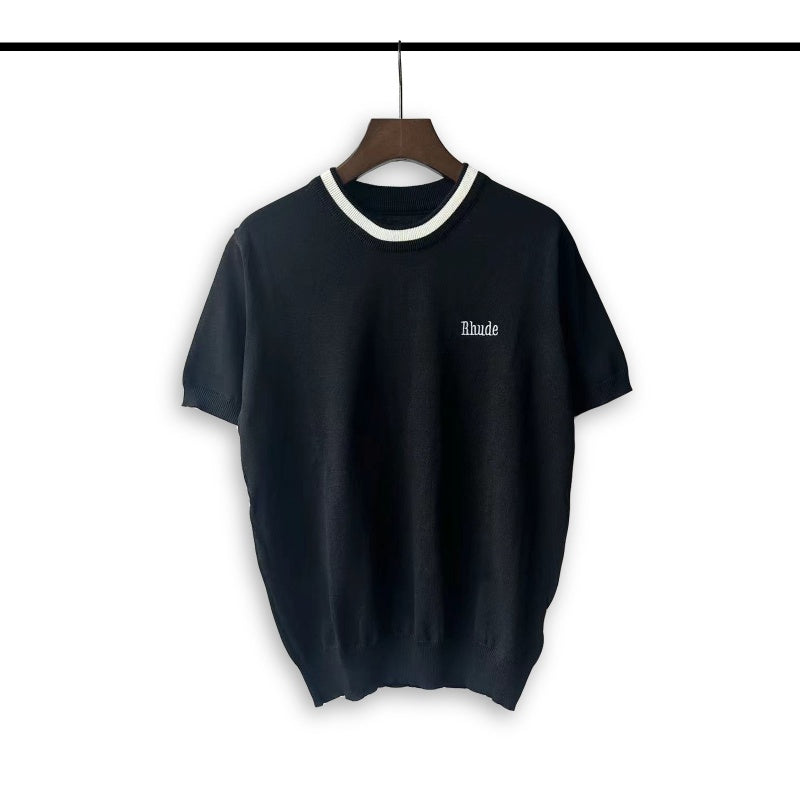 Casablanca knitted short-sleeved sweater Clean Minimal Chest Embroidery Graphic