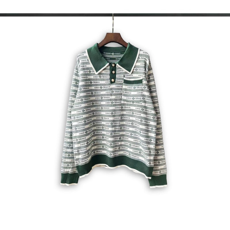 Casablanca knit sweater Preppy Stripe Pattern Knit Blouse