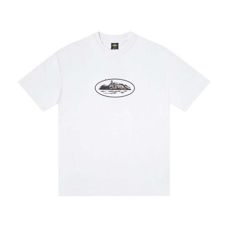 CORTEIZ T-shirt Y2K  Classic Oval Alcatraz Crest Printed Oversized Streetwear Tee