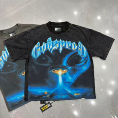 Godspeed T Shirts Cosmic Alien Face Washed Vintage Blouse