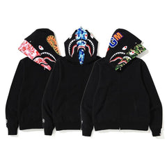 Bathing Shark print Hoodie Autumn and Winter Fashion Brand Cardigan Zipper Hoodie Youth Fashion