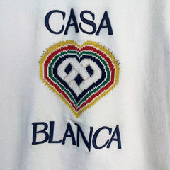 Casablanca knit sweater Rainbow Tipped‑Rib Heart Knit Front Motif