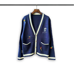 Casablanca knit sweater Navy Embroidered V-Neck Knit Cardigan