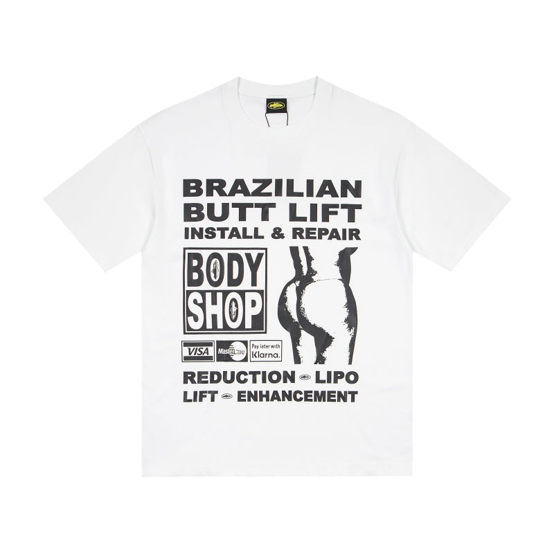 CORTEIZ T-shirt Y2K Heavyweight BBL Body Shop Poster Printed Oversized Streetwear T-Shirt