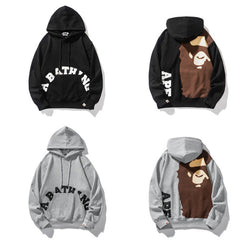 Bathing Shark print Hoodie Man Alphabet Print Solid Color Shark