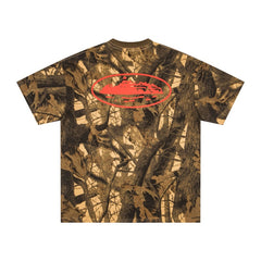 CORTEIZ T-shirt Y2K Heavyweight Real Tree Woodland Camo Oval Printed Oversized Streetwear Tee