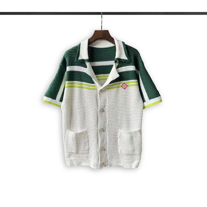Casablanca knitted short-sleeved sweater ontrast Trim Vacation Knit Outfit Set
