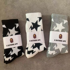 Bathing Shark print Socks Ape Head Star Striped Sports Socks Sweat Casual