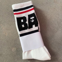 Bathing Shark print bape Socks ape head socks men and women medium tube towel bottom outdoor actual combat elite training sports basketball socks