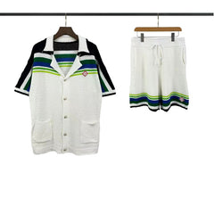 Casablanca knitted short-sleeved sweater Button Front Pocket Knit Two Piece