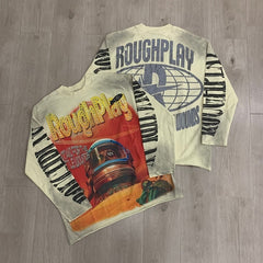 Roughplay Long sleeved shirt In Space 2026ss Western-style trendy streetwear featuring rhinestone and direct-to-garment printing.
