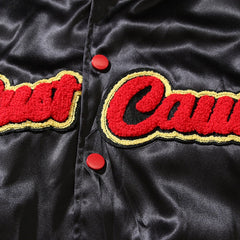 American-style baseball jacket Trending Vintage-Style Sports Sweatshirt: NBA-Inspired Flame Print & Retro Towel Embroidery