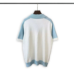 Casablanca knitted short-sleeved sweater Preppy Contrast Collar‑Cuff Knit Polo