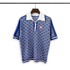 Casablanca knitted short-sleeved sweater Ornate Geometric Jacquard Chest Badge