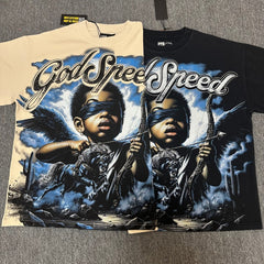 Godspeed T Shirts 100% pure cotton 260g fabric Streetwear fashion Rhinestone