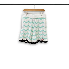 Casablanca knitted short-sleeved sweater Wave Striped Knit Top & Shorts Suit