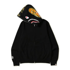 Bathing Shark print Hoodie Autumn and Winter Men's Cotton Hooded Sweater Fleece Jacket