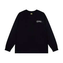 CORTEIZ Long-Sleeve Top Y2K Front Mini Back Big Swirl Script Printed Oversized Long Sleeve Tee