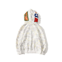 Bathing Shark print Hoodie Shark Head Embroidery Luminous Spot Camouflage Double Hood Brushed Hoody Men and Women