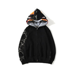 Bathing Shark print Hoodie Autumn and Winter Camouflage Shark Double Hood Sweatshirt Couple Coat Hip Hop Men and Women