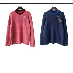 RHUDE knit sweater Contrast Rib Collar Slanted Front Typography