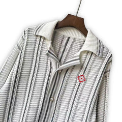 Casablanca knit sweater Vintage Lapel Stripe Knit Outerwear