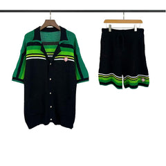 Casablanca knitted short-sleeved sweater Button Front Pocket Knit Two-Piece Set