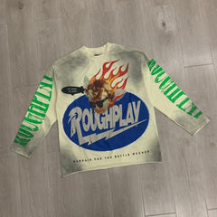 Roughplay Long sleeved shirt SoulBoy 2026 SS Latest Release: Pure Cotton, Washed & Distressed Finish with Direct-Print and Rhinestone Embellishments.