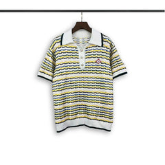 Casablanca knitted short-sleeved sweater Textured Striped Knit Two Piece