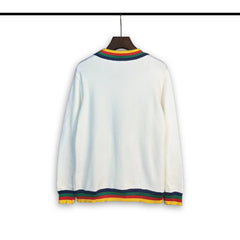 Casablanca knit sweater Rainbow Tipped‑Rib Heart Knit Front Motif