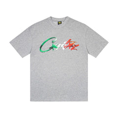 CORTEIZ T-shirt Y2K Heavyweight Green Red Script Printed Oversized Streetwear T-Shirt
