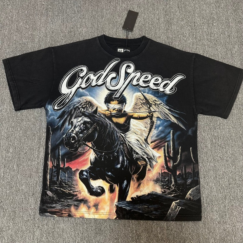 Godspeed T Shirts 100% pure cotton 260g fabric Streetwear fashion Rhinestone
