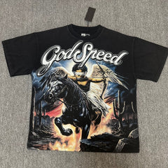 Godspeed T Shirts 100% pure cotton 260g fabric Streetwear fashion Rhinestone