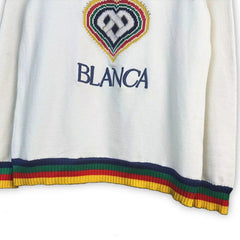 Casablanca knit sweater Rainbow Tipped‑Rib Heart Knit Front Motif
