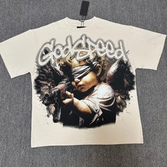 Godspeed T Shirts 100% pure cotton 260g fabric Streetwear fashion Rhinestone