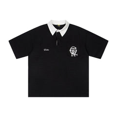 CORTEIZ Polo shirt Y2K Vintage Preppy Rugby Collar Chest Pocket Embroidered Oversized Polo