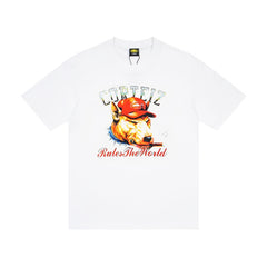 CORTEIZ T-shirt Y2K Smoking Cigar Dog Rules The World Printed Oversized Streetwear Tee