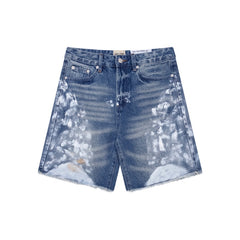 Gallery Dept Denim Shorts Distressed Vintage-Style Blue Denim Shorts with Splatter-Paint Effect