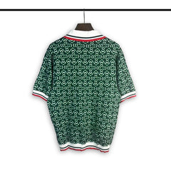 Casablanca knitted short-sleeved sweater Preppy Tipped‑Collar Geometric Repeat Print