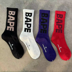 Bathing Shark print Socks Ape Head Thickened Towel Bottom Men's and Women's Sports Basketball Letter Couple