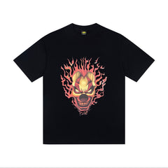 CORTEIZ T-shirt Y2K Flaming Evil Clown Skull Graphic Printed Oversized Tee