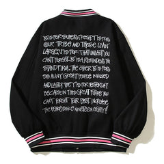 American-style baseball jacket American-style trendy high-street streetwear featuring back-panel graffiti, slogan, and lettering with intricate, high-density embroidery¡ªembodying the vibe aesthetic.