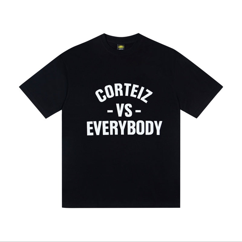 CORTEIZ T-shirt Y2K Arc Logo & VS Everybody Block Lettering Printed Oversized Tee