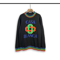 Casablanca knit sweater Vibrant Multicolor Band Collar Chain Graphic