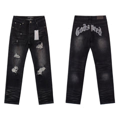 GODSPEED Jeans Denim Godspeed Arch Graphic Oversized Distressed Straight Pants