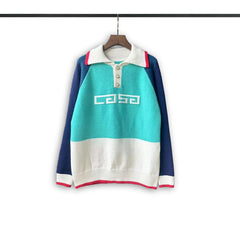 Casablanca knit sweater Preppy Tipped‑Trim Greek‑Key Knit Graphic