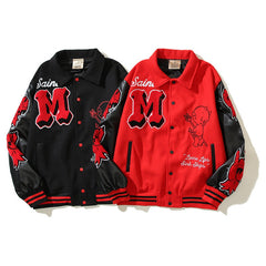 American-style baseball jacket Saint Michael American-style leather-sleeve