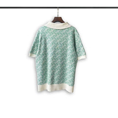 Casablanca knitted short-sleeved sweater Vintage Contrast‑Trim Short‑Sleeve Knit Top