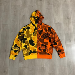 Roughplay Hoodie Trendy Camo-Patchwork Rhinestone Cardigan